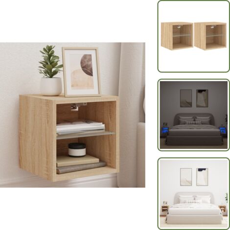 The Living Store TV-Wandschränke mit LED-Leuchten 2 Stk. Sonoma-Eiche - TV-Schrank - Holzschrank - Regal - Wohnzimmer Dekoration - Smart Home