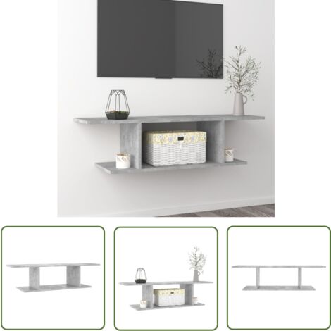 The Living Store TV-Wandschrank Betongrau 103x30x26,5 cm - TV-Wandregal - Beton Grau - TV-Schrank Hängend - Wohnzimmerschränke - Regal Wandmontage