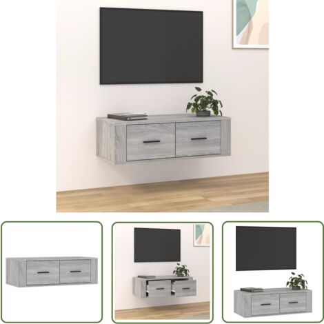 The Living Store TV-Wandschrank Grau Sonoma 80x36x25 cm Holzwerkstoff - TV Schrank - Wandregal - Wohnwand - Regal Grau - Holzwerkstoff Möbel