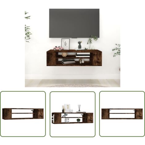 The Living Store TV-Wandschrank Räuchereiche 100x30x26,5 cm Holzwerkstoff - TV Schrank - Wandregal - Fernsehschrank - Regal - Deko