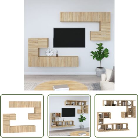 The Living Store TV-Wandschrank Sonoma-Eiche Holzwerkstoff - TV-Wandregal - Holzregale - Regal - Wohnwand - Dekoration