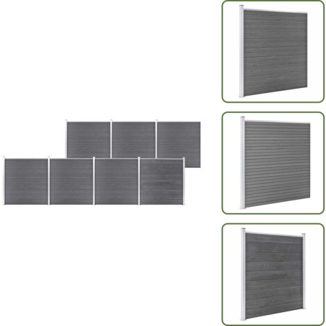 The Living Store Valla de jardín de WPC gris 1218x186 cm - Valla de madera y plástico