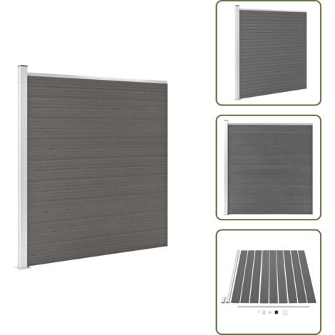 The Living Store Valla de jardín de WPC gris 175x186 cm - Valla de madera y plástico