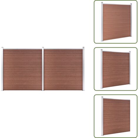 The Living Store Valla de jardín de WPC marrón 353x186 cm - Valla de madera y plástico