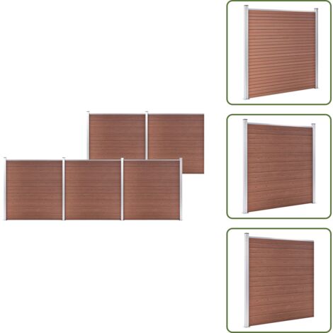 The Living Store Valla de jardín de WPC marrón 872x186 cm - Valla de madera y plástico