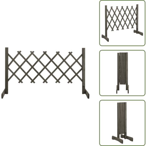 The Living Store Valla de jardín enrejado madera maciza de abeto gris 120x60 cm - Valla de madera