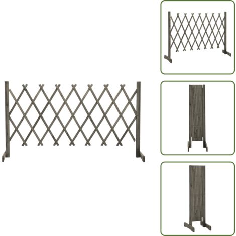 The Living Store Valla de jardín enrejado madera maciza de abeto gris 150x80 cm - Valla enrejada