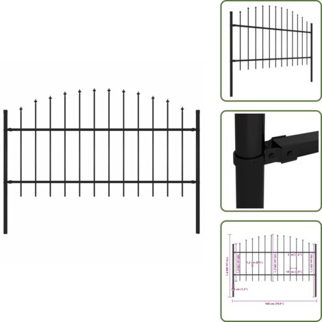 The Living Store Valla de jardín Woerden con punta de lanza de acero, 170x125 cm, negro - Cerca de jardín