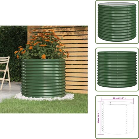 The Living Store Vaso da Giardino Acciaio Zincato 80x80x68 cm Verde - Fioriera