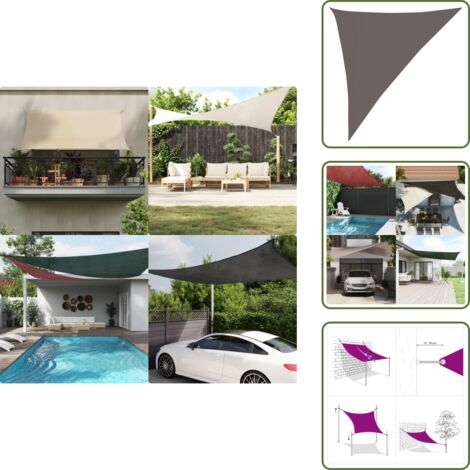 The Living Store Vela Parasole 160 g/m² Antracite 3x4x5 m in HDPE - Protezione dal sole