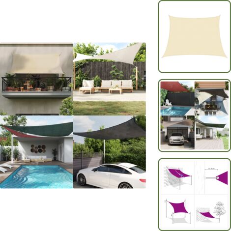 The Living Store Vela Parasole 160 g/m² Crema 4/5x3 m in HDPE - Ombrelli da terrazza