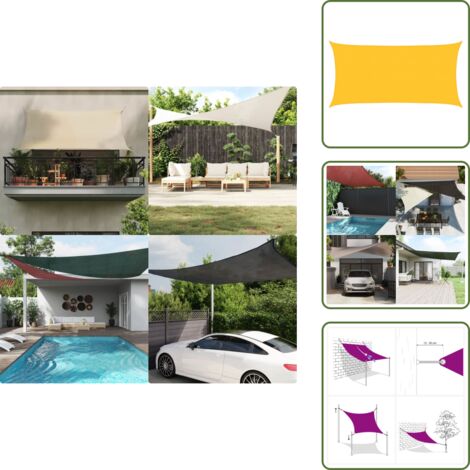The Living Store Vela Parasole 160 g/m² Gialla 2,5x5 m in HDPE - Parasole in HDPE