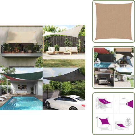 The Living Store Vela Parasole 160 g/m² Grigio Talpa 3x3 m in HDPE - Parasole in HDPE