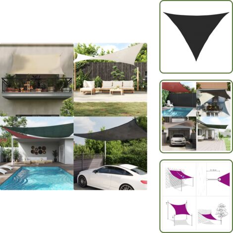 The Living Store Vela Parasole 160 g/m² Nera 5x5x6 m in HDPE - Parasole
