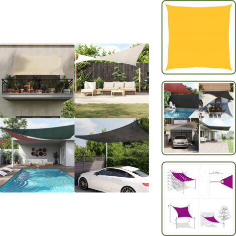 The Living Store Vela Parasole 160 g/m² Quadrata Giallo 4,5x4,5 m in HDPE - Ombreggiante