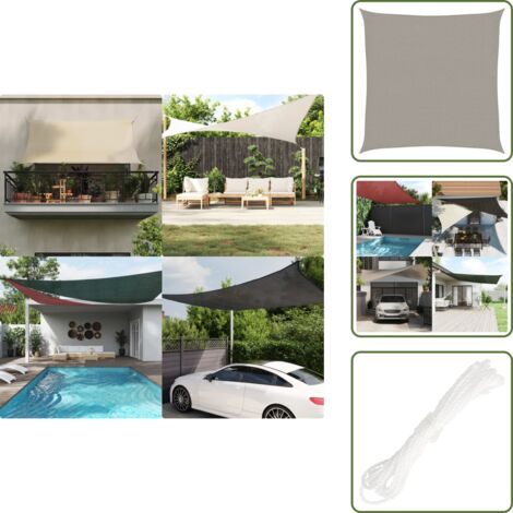 The Living Store Vela Parasole 160 g/m² Quadrata Grigio Chiaro 2,5x2,5 m in HDPE - Ombra temporanea