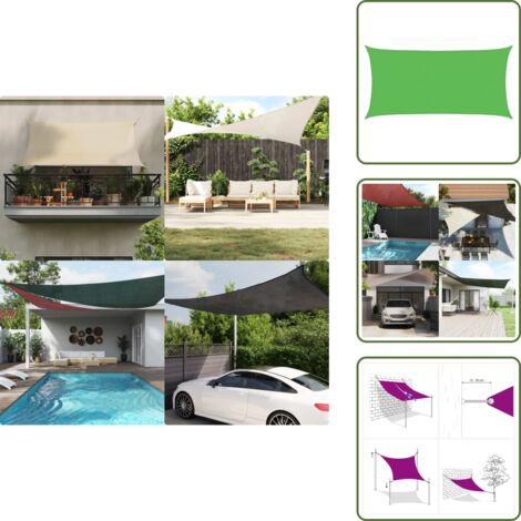 The Living Store Vela Parasole 160 g/m² Verde Chiaro 2,5x4,5 m in HDPE - Parasole in HDPE
