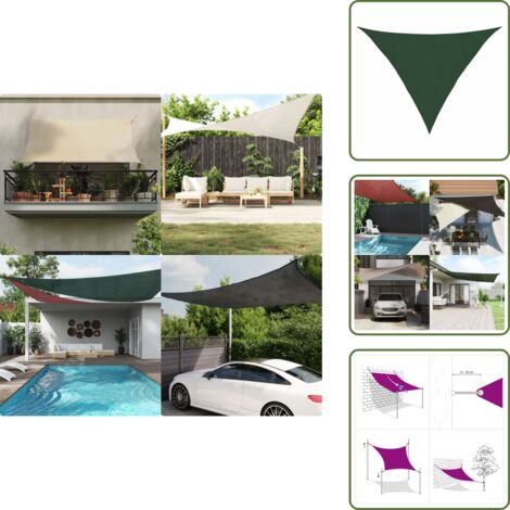 The Living Store Vela Parasole 160 g/m² Verde Scuro 4x4x5,8 m in HDPE - Vela solare