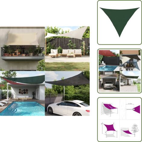 The Living Store Vela Parasole 160 g/m² Verde Scuro 5x5x6 m in HDPE - Protezione dal sole