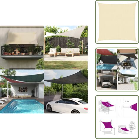 The Living Store Vela Parasole in HDPE Quadrata 2x2 m Crema - Ombra