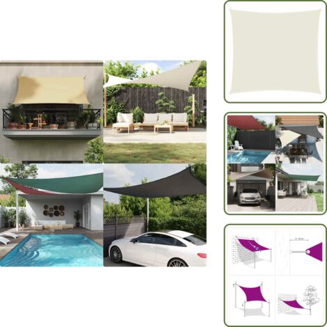 The Living Store Vela Parasole in Tela Oxford Quadrata 3x3 m Crema - Protezione dal sole