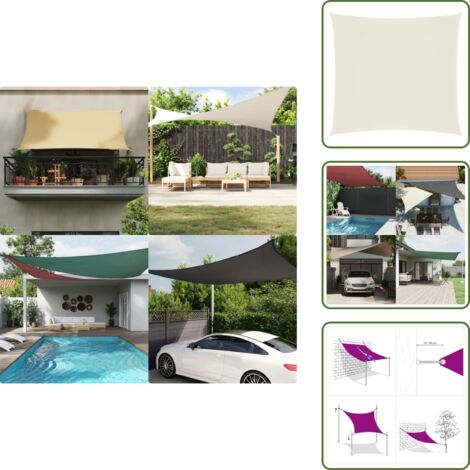 The Living Store Vela Parasole in Tela Oxford Quadrata 4x4 m Crema - Protezione dal sole