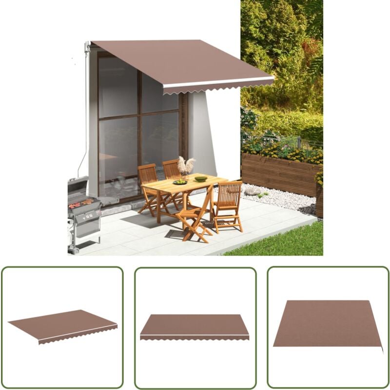 The Living Store Tissu de remplacement pour auvent Marron 3,5x2,5 m - Tissu D'auvent - Toile D'ombrage - Auvent De Jardin - Parasol De Terrasse