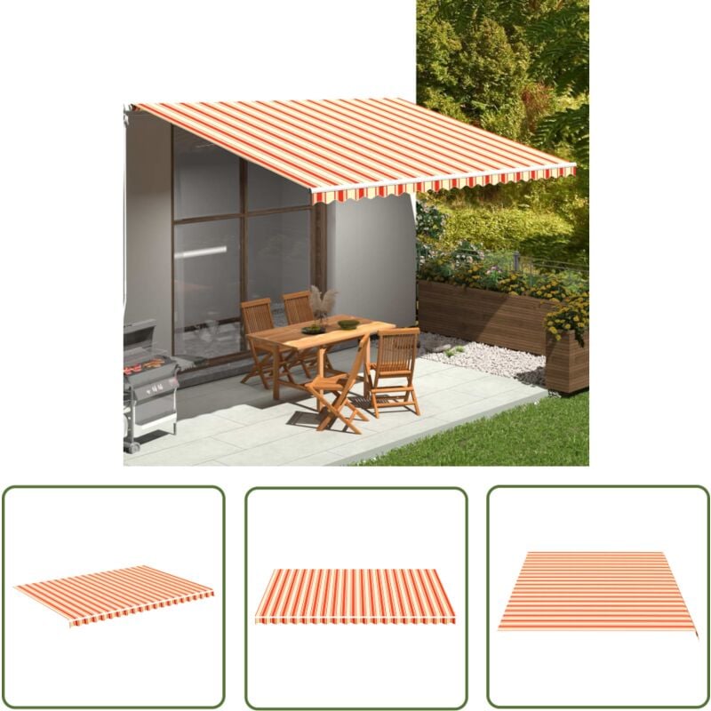 The Living Store - Tissu de remplacement pour auvent Jaune et orange 5x3,5 m - Tissus D'auvent - Auvent De Jardin - Toile D'ombrage - Protection
