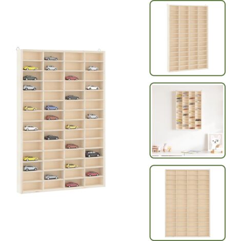 The Living Store Vetrina da collezione in legno con 56 scomparti 40x4,5x60cm - Vetrina in legno