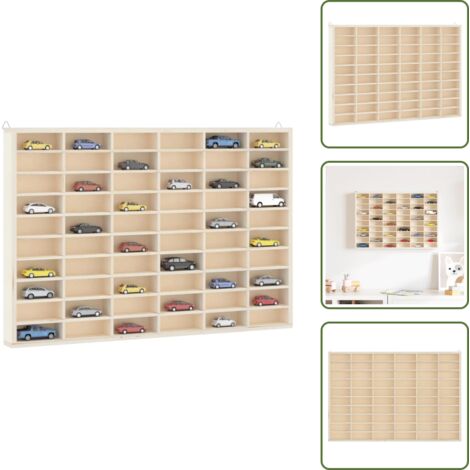The Living Store Vetrina da collezione in legno con 60 scomparti 60x4,5x40,5cm - Vetrina da collezione
