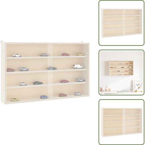 The Living Store Vetrina da collezione in legno con ante 60x8,5x37cm - Vetrina da collezione