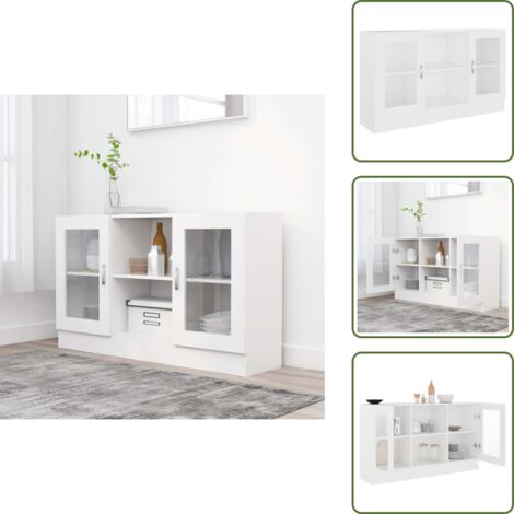 The Living Store Vitrina de madera ingeniería blanca 120x30,5x70 cm - Armario de almacenamiento