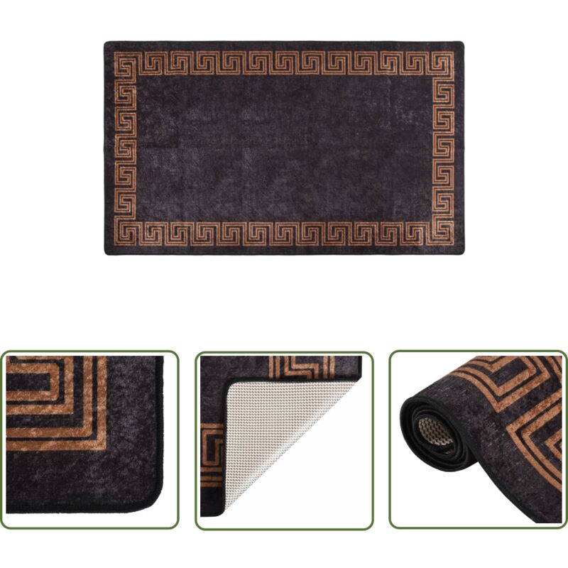 Tapis lavable antidérapant 190x300 cm noir et doré - Tapis Salon - Tapis Chambre - Tapis Moderne - Tapis Design - Tapis Velours - The Living Store