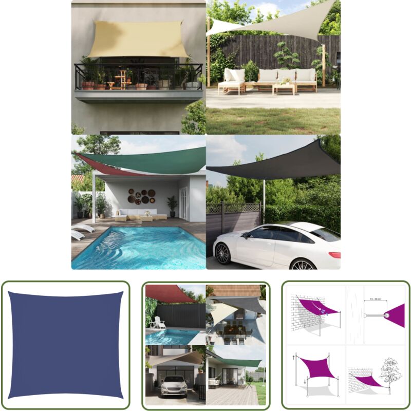 The Living Store - Voile de parasol tissu oxford carré 6x6 m bleu - Parapluie - Voile Solaire - Parasol Rectangulaire - Parasol Carré - Protection