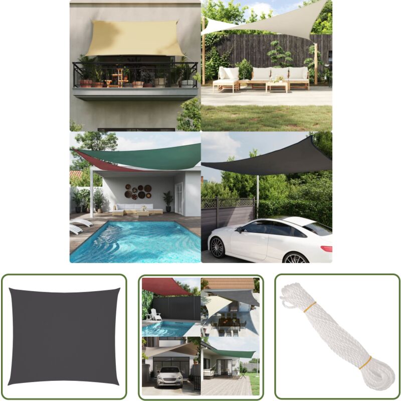 The Living Store - Voile de parasol tissu oxford rectangulaire 2x2,5 m anthracite - Parapluie - Voile Solaire - Parasol Rectangle - Protection Uv