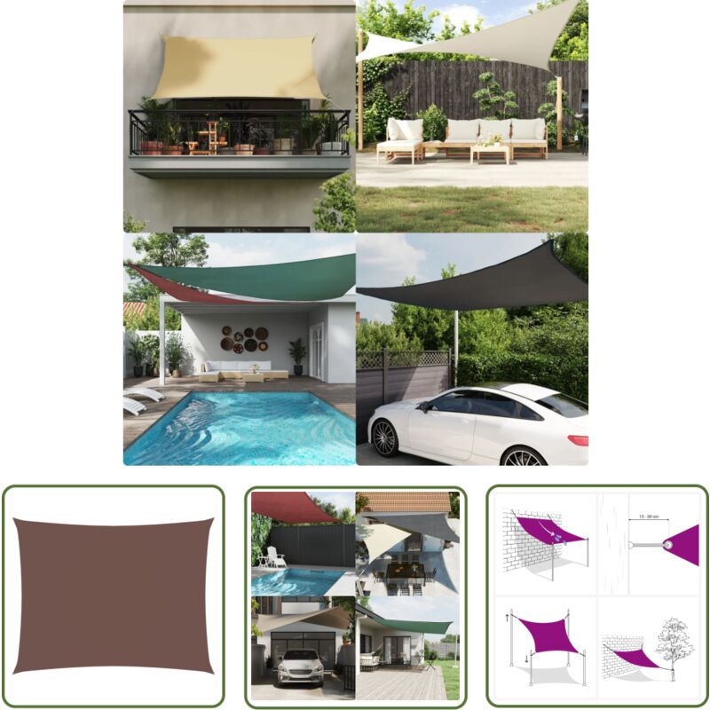 The Living Store Voile de parasol tissu oxford rectangulaire 3,5x4,5 m marron - Parapluie - Voile Solaire - Parasol Rectangle - Parasol Extérieur