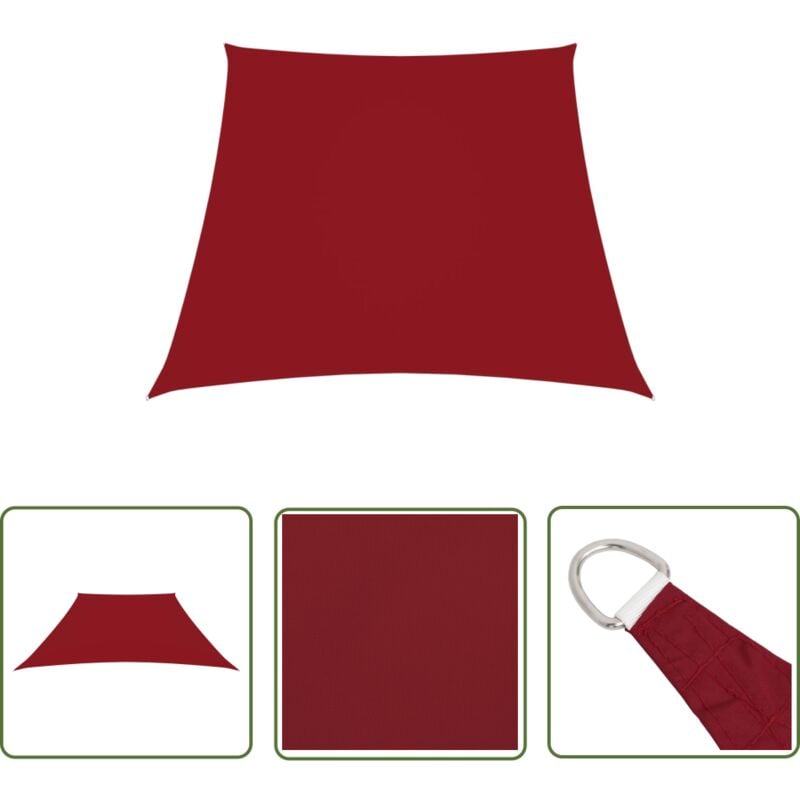 The Living Store - Voile de parasol Tissu Oxford trapèze 2/4x3 m Rouge - Parapluie - Voile Solaire - Parasol Extérieur - Protection Solaire - Parasol