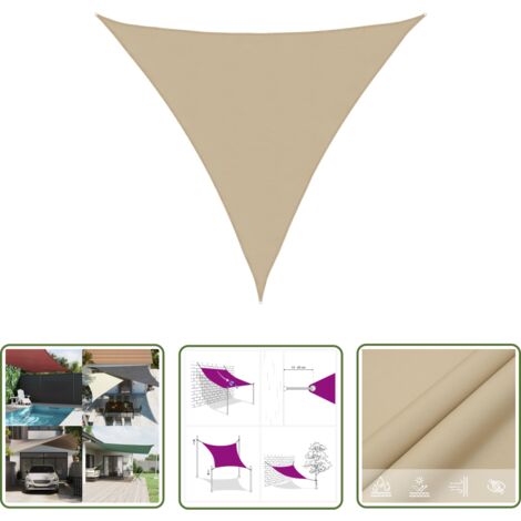 The Living Store Voile de parasol tissu oxford triangulaire 6x6x6 m beige - Parapluie - Voile Solaire - Parasol Extérieur - Protection Solaire - Parasol Triangle