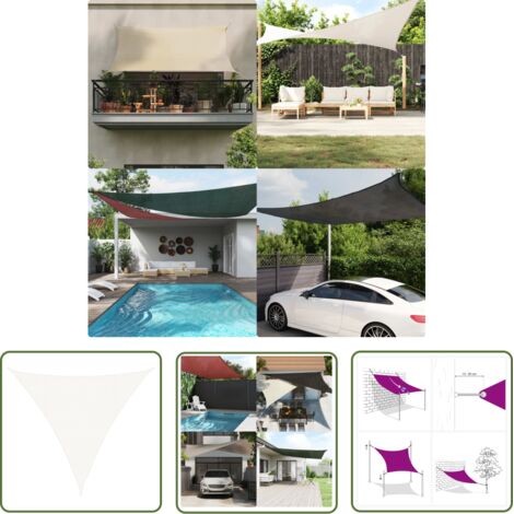 The Living Store Voile d'ombrage 160 g/m² Blanc 4,5x4,5x4,5 m PEHD - Parasol - Voile D'ombrage - Parasol Rectangulaire - Parasol Triangle - Parasol Extérieur