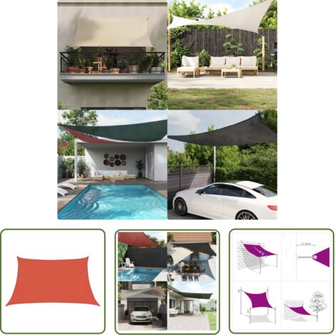The Living Store Voile d'ombrage 160 g/m² Terre cuite 3/4x2 m PEHD - Parasol - Voile D'ombrage - Parasol Rectangulaire - Parasol Extérieur - Parasol Terre Cuite