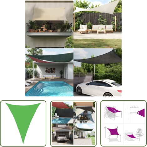 The Living Store Voile d'ombrage 160 g/m² Vert clair 5x6x6 m PEHD - Parasol - Voile D'ombrage - Parasol Vert - Parasol Extérieur - Parasol Triangle
