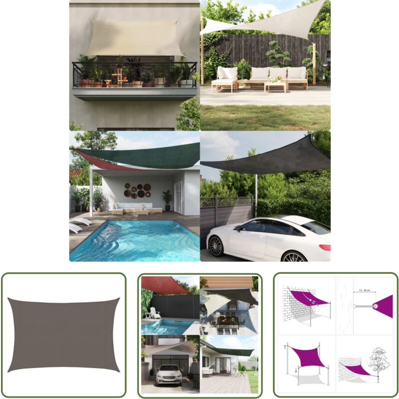 The Living Store - Voile d'ombrage 160 g/m² Anthracite 3x4,5 m pehd - Parasol - Voile D'ombrage - Parasol Rectangulaire - Parasol Extérieur - Parasol