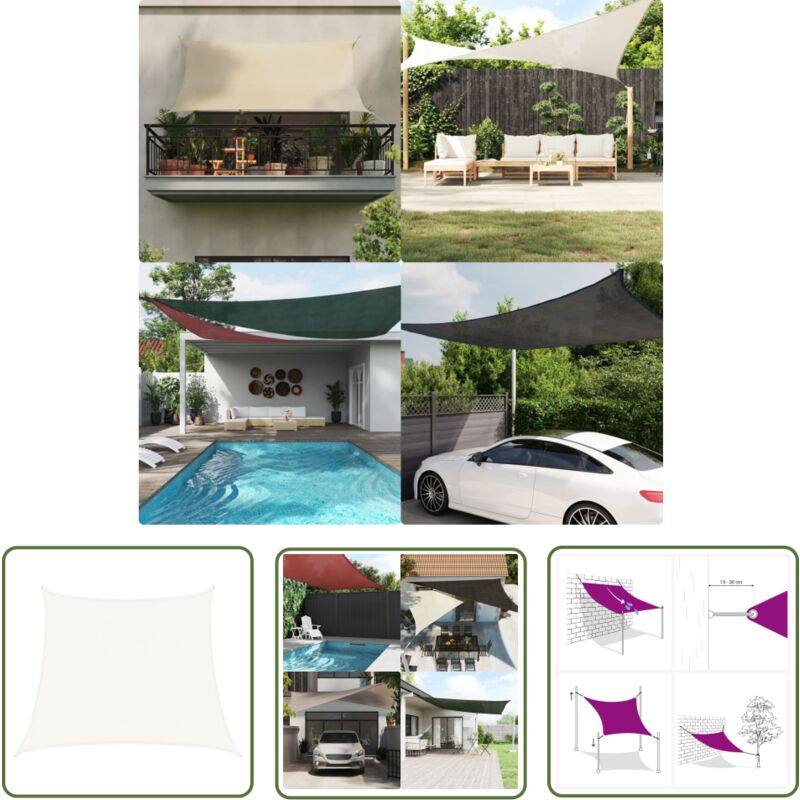 The Living Store - Voile d'ombrage 160 g/m² Blanc 3/4x3 m pehd - Parasol - Voile D'ombrage - Parasol Rectangulaire - Parasol Extérieur - Protection