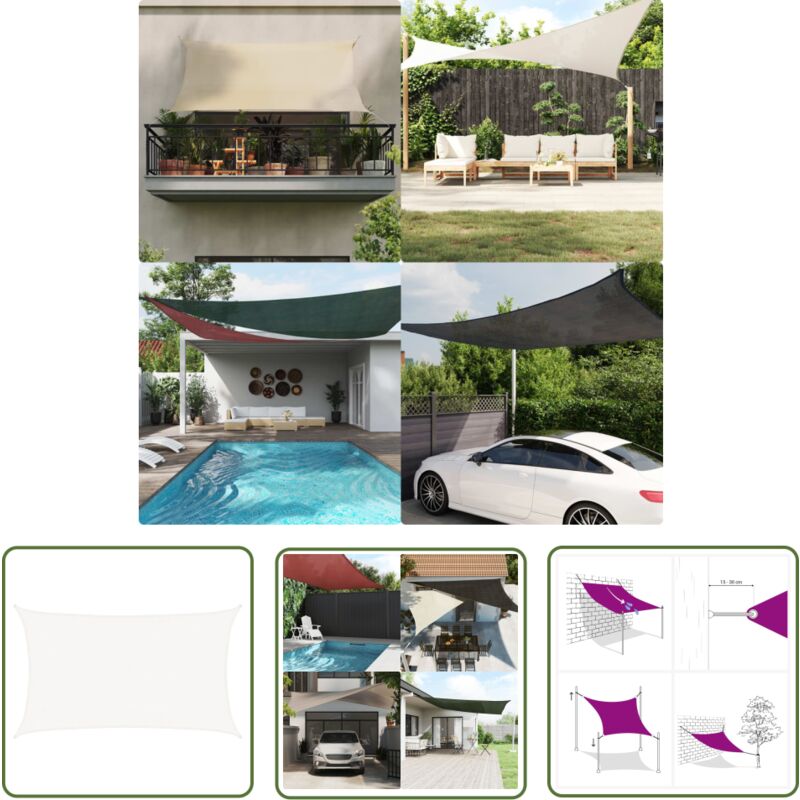 The Living Store - Voile d'ombrage 160 g/m² Blanc 5x8 m pehd - Parasol - Voile D'ombrage - Parasol Rectangulaire - Parasol Blanc - Parasol Jardin