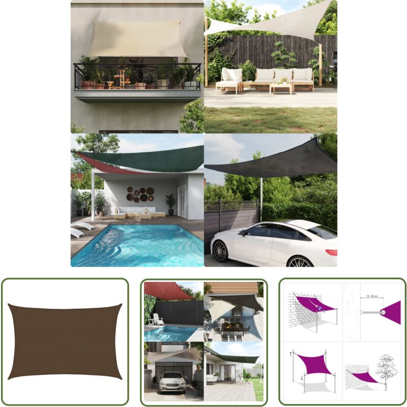 Devenirriche - The Living Store Voile d'ombrage 160 g/m² Marron 2,5x3,5 m pehd - Parasol - Voile D'ombrage - Parasol Rectangulaire - Parasol Brun