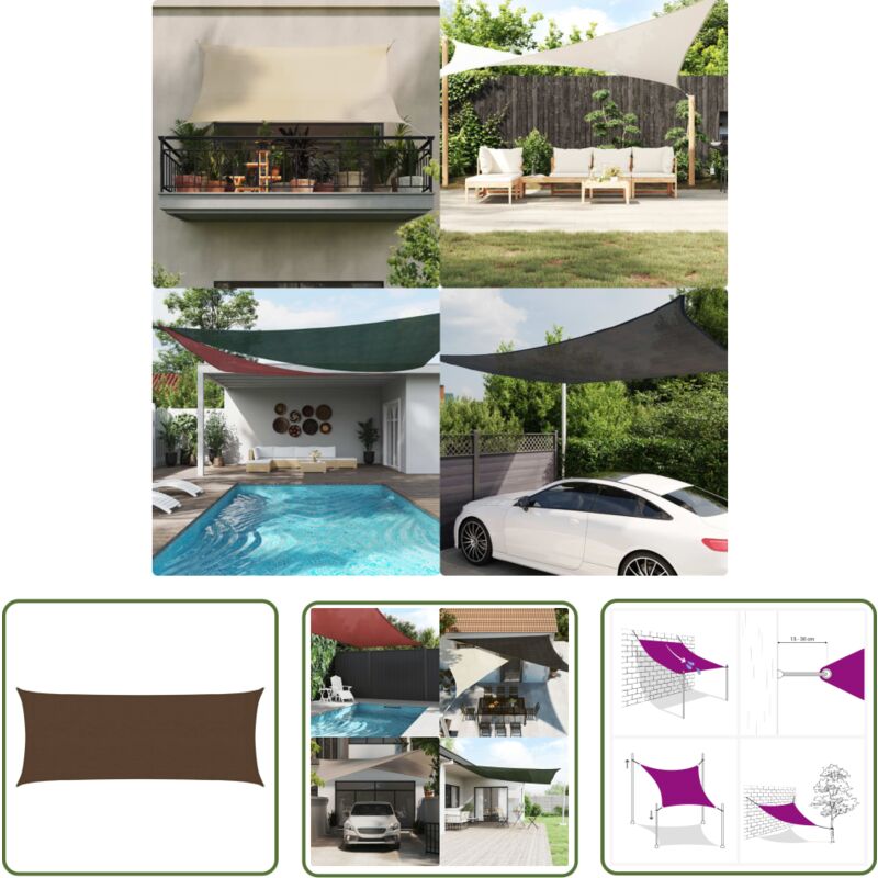 Devenirriche - The Living Store Voile d'ombrage 160 g/m² Marron 2x4,5 m pehd - Parasol - Voile D'ombrage - Parasol Rectangulaire - Parasol Extérieur