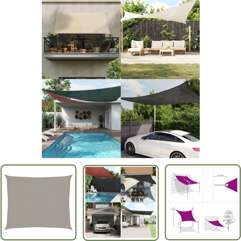 The Living Store - Voile d'ombrage 160 g/m² rectangulaire gris clair 2,5x3 m pehd - Voile D'ombrage - Parasol - Abri Solaire - Ombrage Extérieur