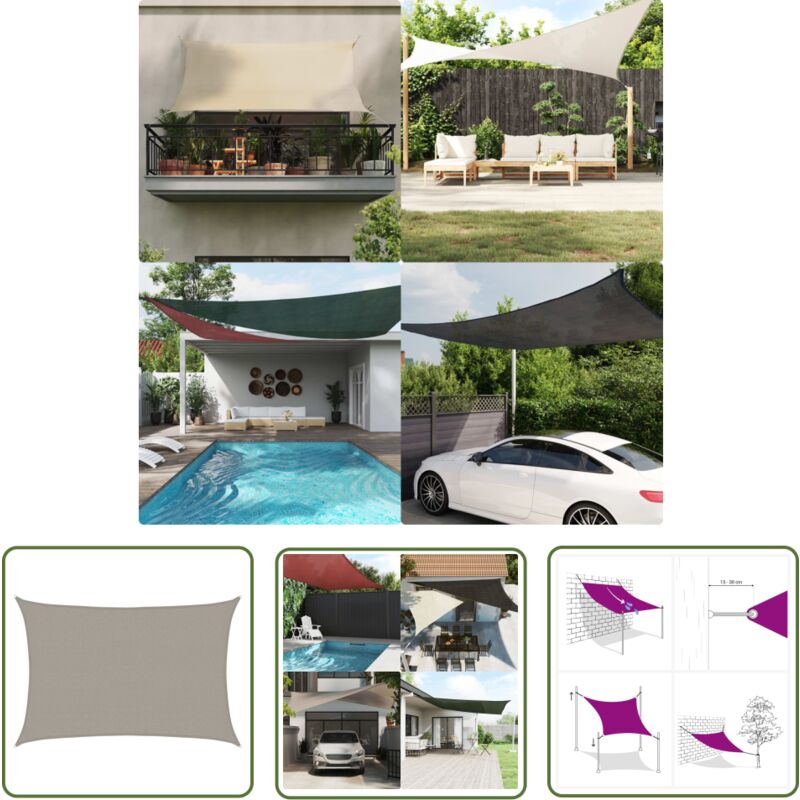 The Living Store - Voile d'ombrage 160 g/m² rectangulaire gris clair 2,5x3,5m pehd - Voile D'ombrage - Parasol - Ombrage - Jardin - Terrasse
