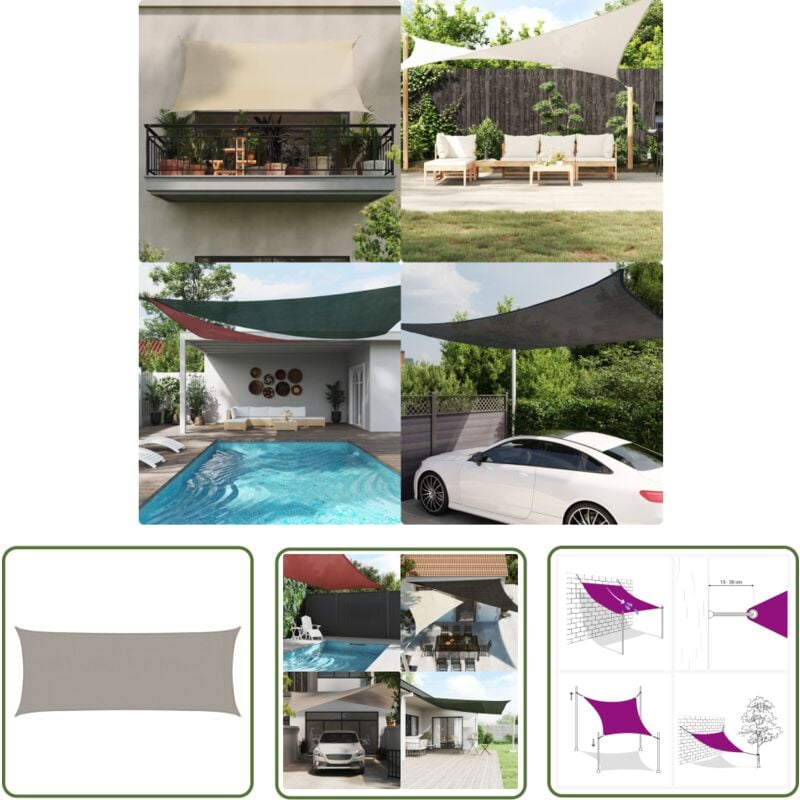 The Living Store - Voile d'ombrage 160 g/m² rectangulaire gris clair 2x4,5 m pehd - Voile D'ombrage - Parasol - Ombrage Extérieur - Abri Solaire