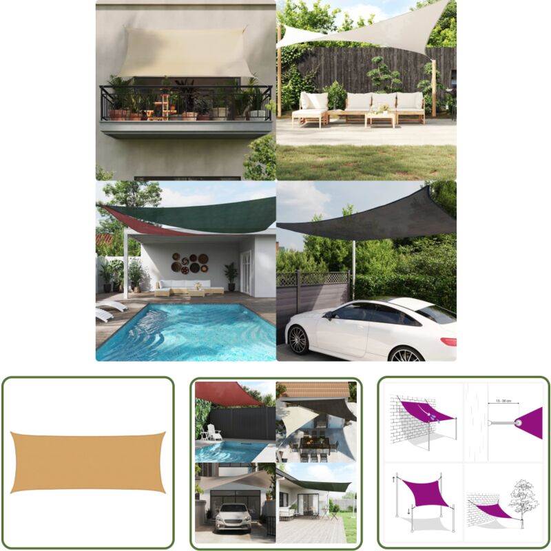 The Living Store - Voile d'ombrage 160 g/m² rectangulaire sable 2x4,5 m pehd - Voile D'ombrage - Parasol - Ombrage Extérieur - Abri Solaire - Toile